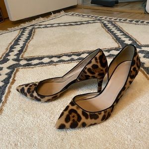 J. Crew Colette D’Orsay calf hair leopard pump size 9